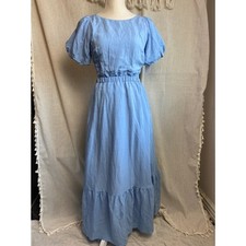 ASTR the Label Women's Blue Cutout Puff Sleeve Midi Dress Size S