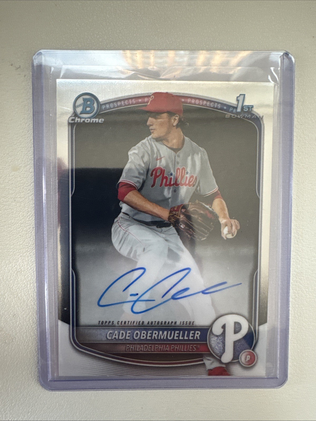 Cade Obermueller 2025 Bowman Draft Chrome 1st Auto #CPA-CO Phillies