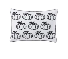 My Texas House 14" x 20" Fiona White/Black Pumpkin Cotton Halloween...