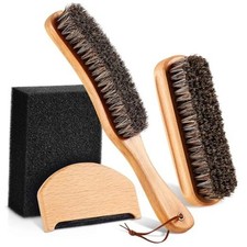 4 Pcs Horsehair Felt Hat Brush Kit with Cleaning Sponge Cowboy Clean Style H