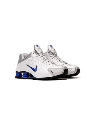 new youth 4/women's 5.5 Nike shox R4 phantom/royal blue-black GS CW2626-100