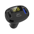 Portable 3-Ports PC+ABS USB PD Type-C Phone Car Charger Adapter For iOS/Android