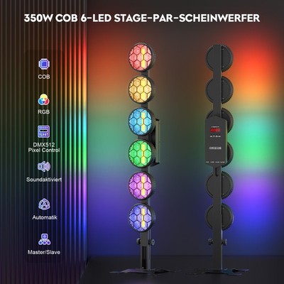 350W 6 LED Vintage-Licht-Bühnenlicht RGB LED Par DMX für Konzertparty 15CH/33CH