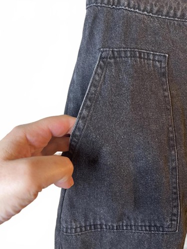 Lulus schwarz Denim 100 % Baumwolle Midirock vorne Knöpfe und Taschen Größe Small - Bild 3 von 7