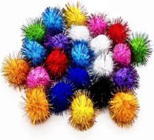 24 Pcs Cat Ball Toys, 1.8 Inch Sparkle Ball, Tinsel Glitter Pom Pom Cat'S Favori