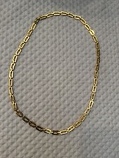 Vintage Gold Tone Heavy Chunky Rectangular Link Chain Necklace 32 Statement