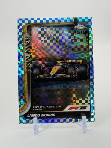 Lando Norris 2025 Topps Chrome Formula 1 #147 Blue Checker Flag 150 /150 BOOKEND