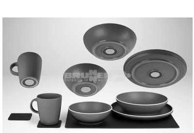 Silwy + Brunner Magnet Melamin Teller Set Dolomit - Grau - Blau - Weiß