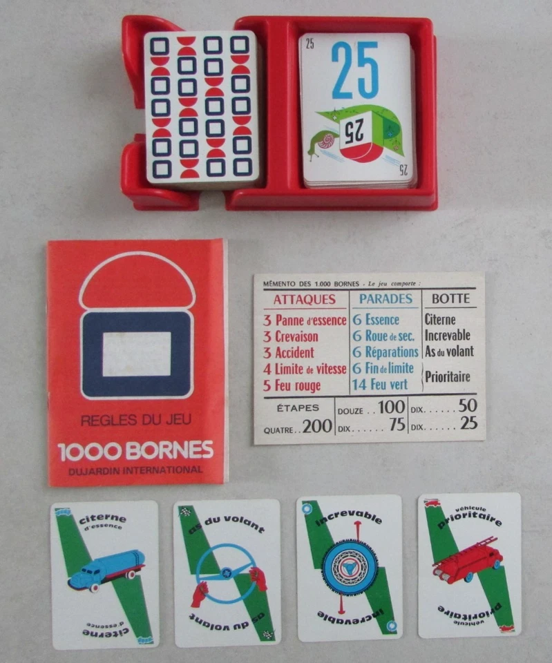 Jeu de société 1000 Mille Bornes Dujardin Ref 9026 Sabot plastique rouge - Photo 2/4