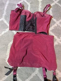 Kiss Me Deadly 2 Piece Lingerie Set - Longline Open-bottom Girdle &Longline Bra