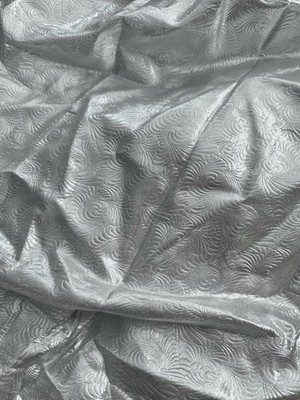 Silver Lame Fabric 3.4 Yard Lot French Fleur De Lis Movie Period Costume Wedding