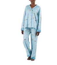 NWT Munki Munki Womens Blue Dogs Notch Flannel Pajama Set XL 16-18 Classic Cozy