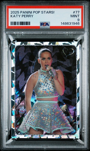 Katy Perry 2025 Panini Pop Stars! Stickers #77 RC Silver Foil PSA 9 Mint