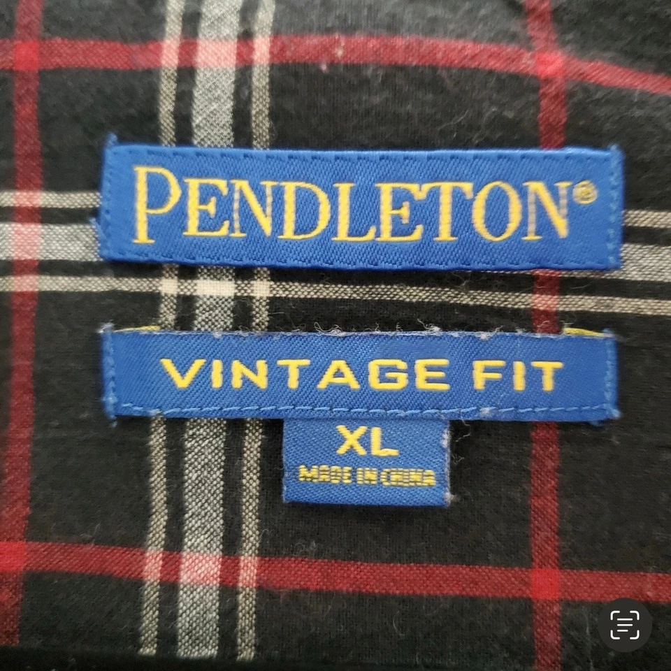 Camisa Pendleton para mujer vintage de algodón negra y roja a cuadros con botones - talla XL Foto 4 de 4