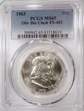 1963 Franklin Half PCGS MS65 FS-402 White Blazer Rare Cherrypicker's Variety