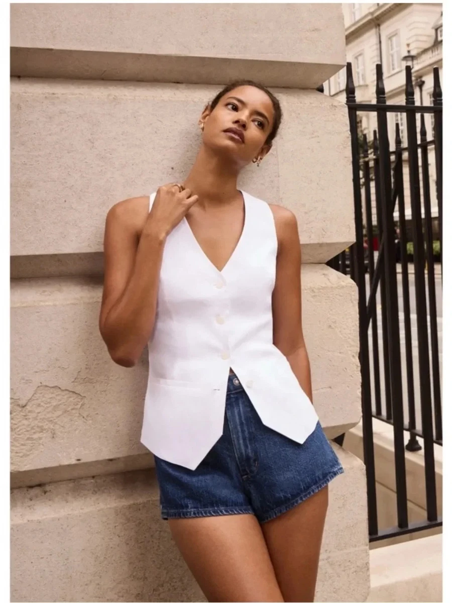 Linen Outer Shell White Vests for Women for sale | eBay