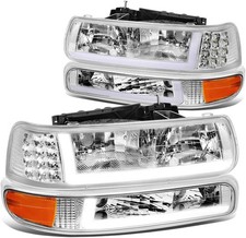 DNA MOTORING Pair Headlight Assembly Compatible with 99-02 Silverado 1500 2500