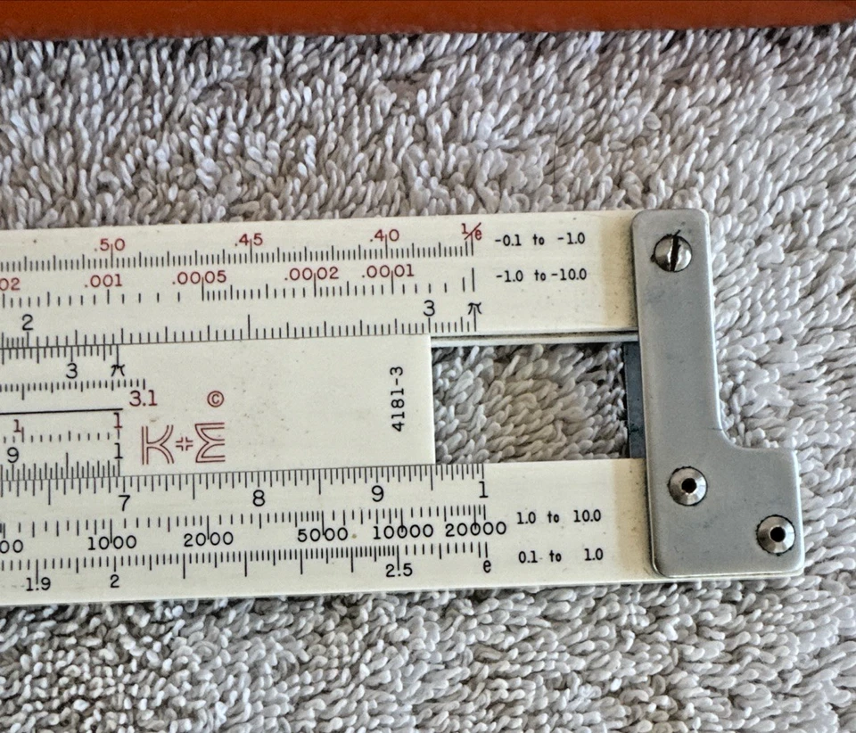 Regla deslizante K&E vintage Keeffe & Esser Co. #4181-3 con estuche de cuero hecha en EE. UU. Foto 4 de 4