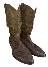 Vintage Zodiac USA Women s Slouch Cowboy Boots Sz 8.5 Brown Leather Suede West