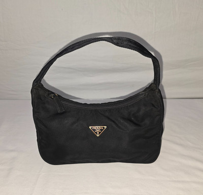 Prada Vintage Y2K Black Tessuto Nylon Mini Top Handle Shoulder Bag AUTHENTIC