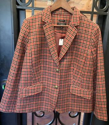 #ad Talbots Aberdeen Wool Blend Houndstooth Womens Career Blazer Size LP NWT $24.99