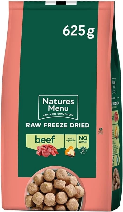 Natures Menu Freeze Dried Complete & Balanced Dog Food Nuggets Beef 625g