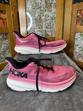 HOKA One One Clifton 9 Womens 9B Pink Black Athletic Running Shoes Sneakers