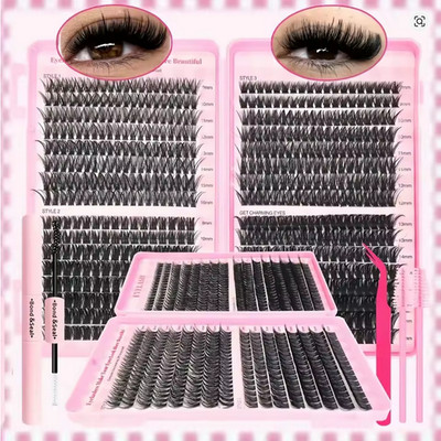 Lash Book DIY Set - Lash Extension Kit, Mixed Cluster Lashes, Glue & Tweezers