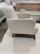 Boucle Made.com Arm Chair and Footstall Set In Cream