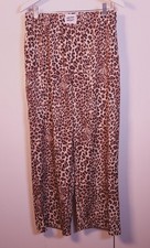 Leopard Print Wide Leg Pants Elastic Waist Size XL Animal Print Palazzo Boho