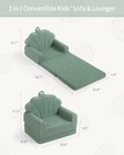 Kids Couch, 2-in-1 Soft Toddler Couch Fold Out, Toddler Chair Green ...