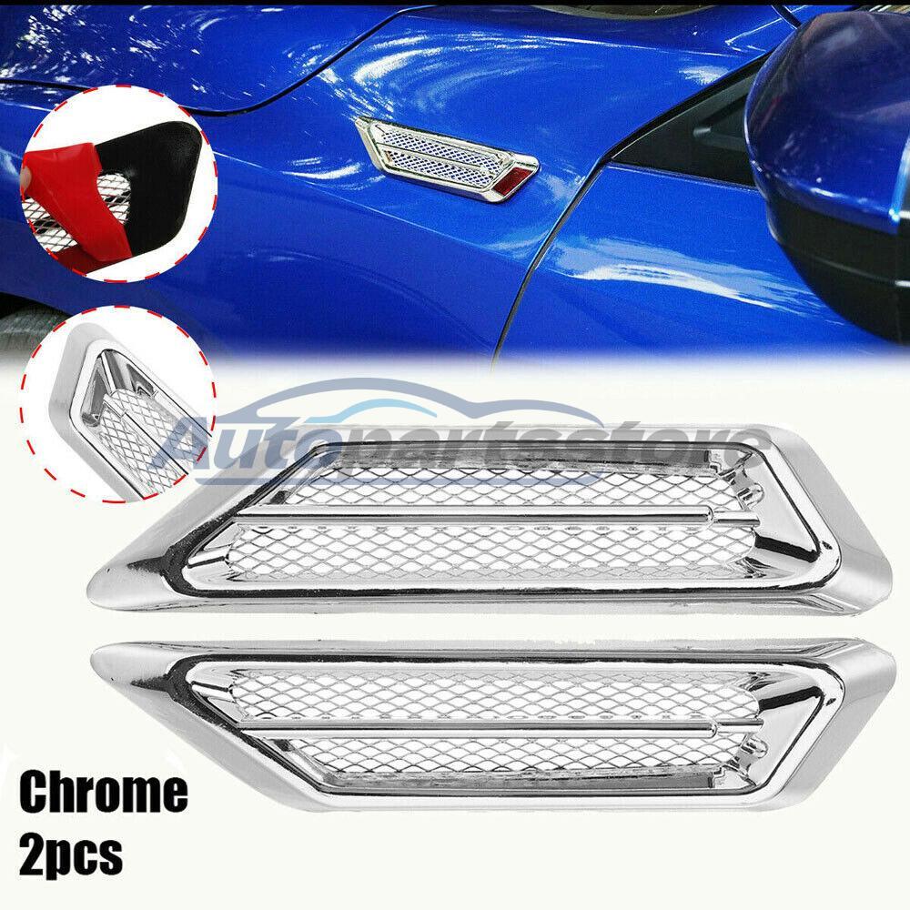 2x Plastic Chrome Car Air Flow Fender Side Vent Decoration Stickers Accessories
