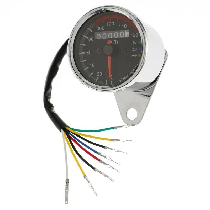 Velocímetro LED Universal Moto Cromo Indicador Foto 4 de 4