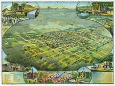 6227.Birds eye view early Phoenix Arizona Poster.Aerial Wall Art interior Decor