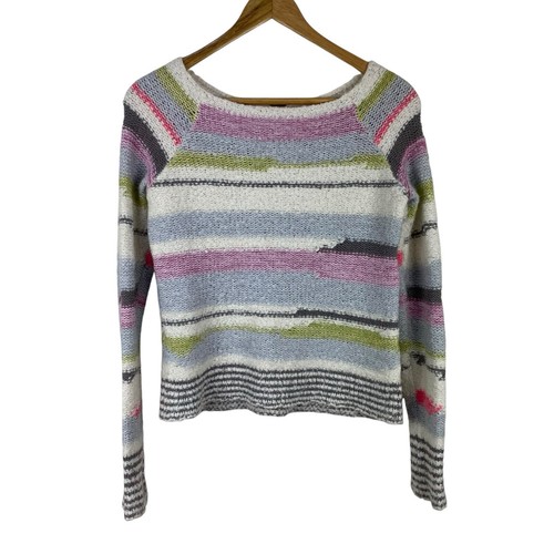 Free People Wool Blend Sweater Women’s Size XS Pullover Multi Colored Strip Gray - Picture 2 of 9