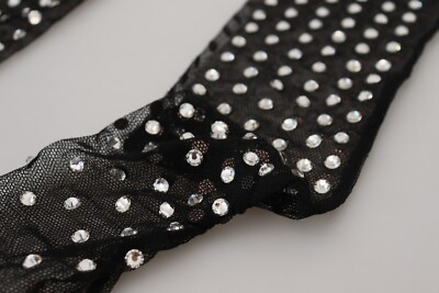DOLCE & GABBANA Gloves Cotton Tulle Black Crystal Elbow