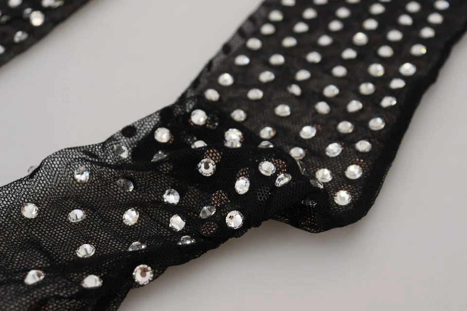 Guantes DOLCE & GABBANA Algodón Tul Negro Cristal Longitud Codo s. 7.5/M 2200usd Foto 3 de 4