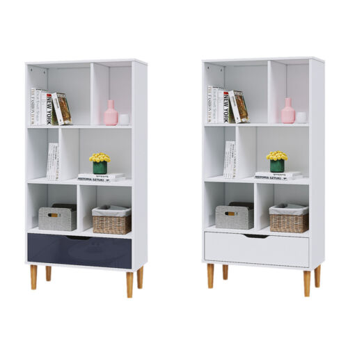 Panana Cabinet Shelves Bookcase Storage Unit Free Standing Bookshelf White - Afbeelding 1 van 34