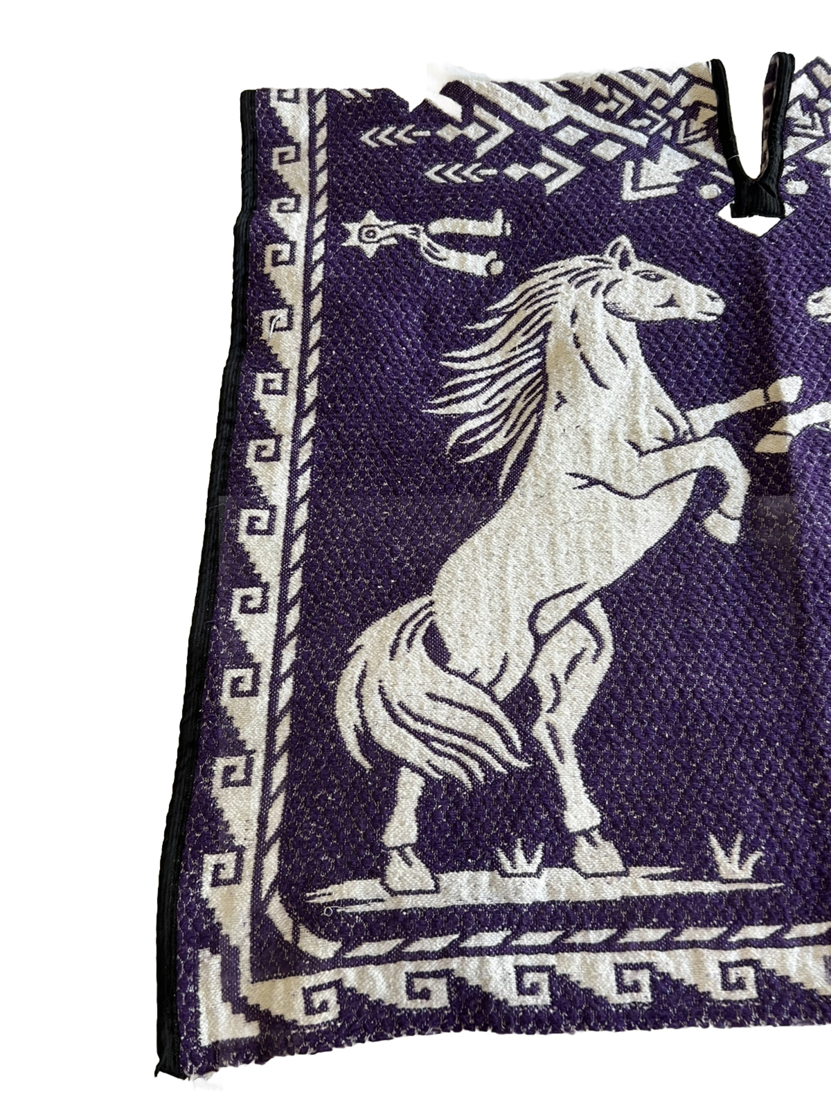 Mexican Poncho Cobija Blanket Gaban Horses Design Pur… Gem