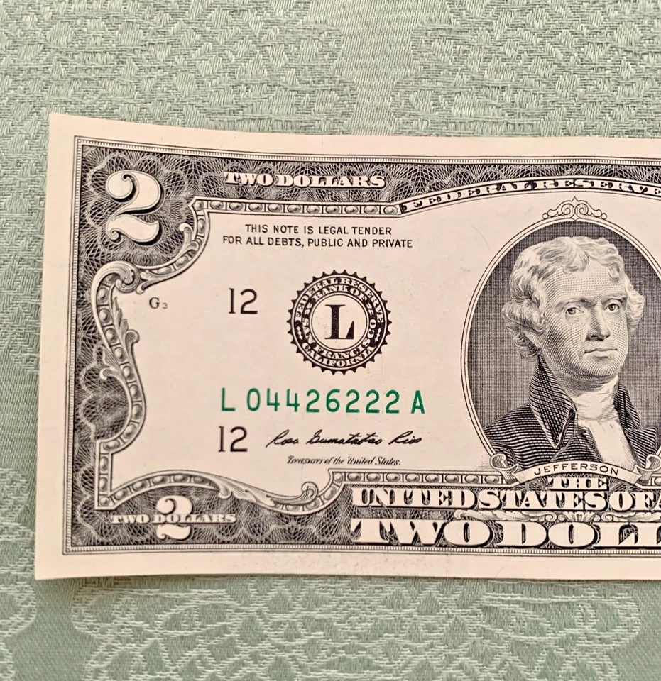 2009 SERIES $2 DOLLAR Bill Stamp L12 San Francisco - Image 2 of 4