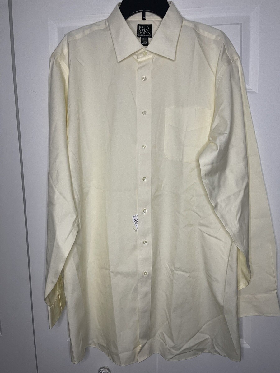 Josa bank Travelers Collection button down Dress Shirt Cream 17 1/2-37 nwt