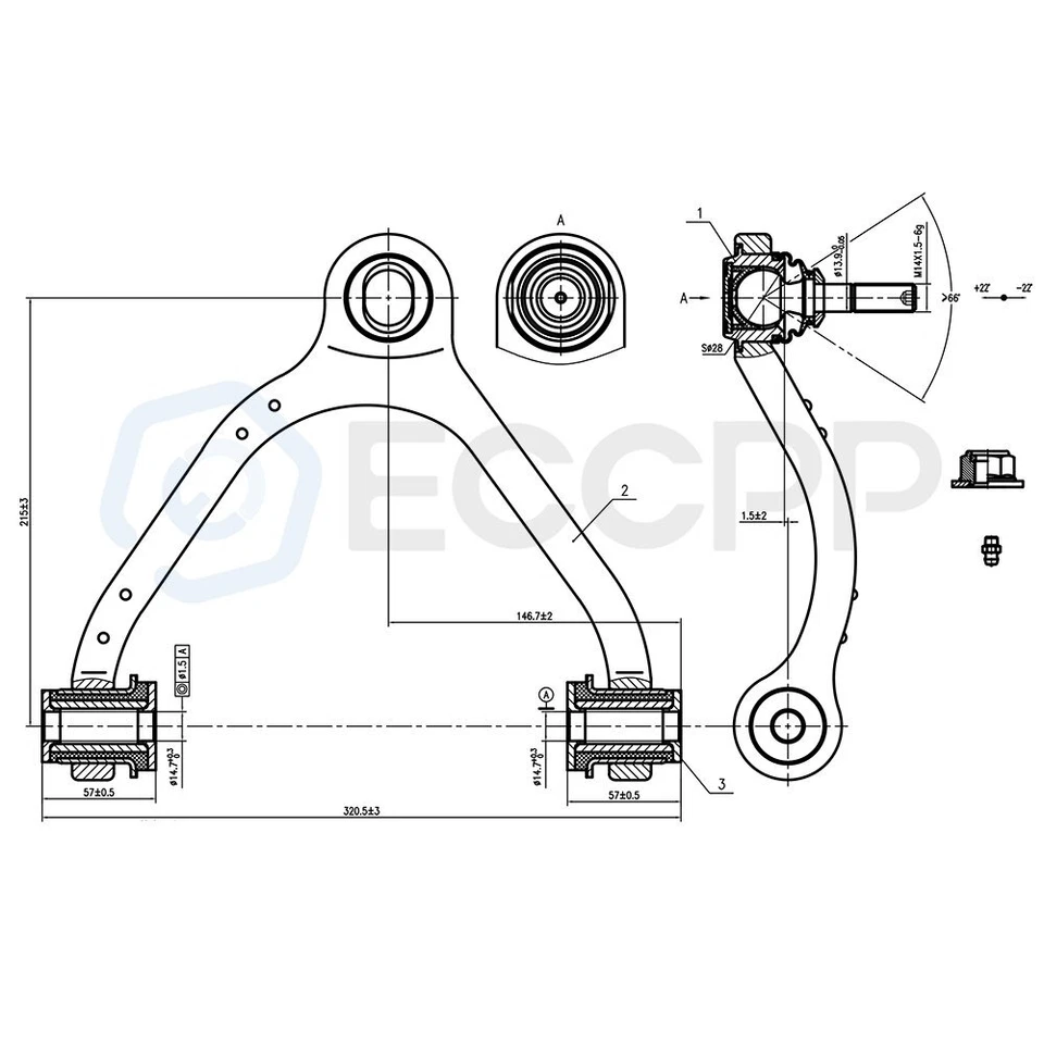 2Pcs Front Upper Left & Right Control Arms Steering Part Fits Lincoln & Ford Foto 2 de 4