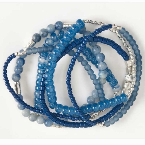 Pulsera elástica apilable Nine West Boho de 6 piezas elegante para mujer joyería diaria - Imagen 3 de 4