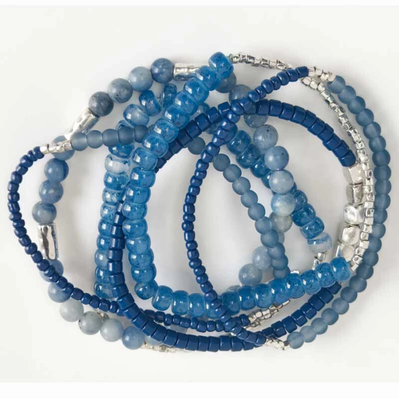 Pulsera elástica apilable Nine West Boho de 6 piezas elegante para mujer joyería diaria Foto 3 de 4