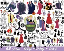 65 Disney villains SVG Bundle, bad girls SVG for Cricut, Cricut Explore