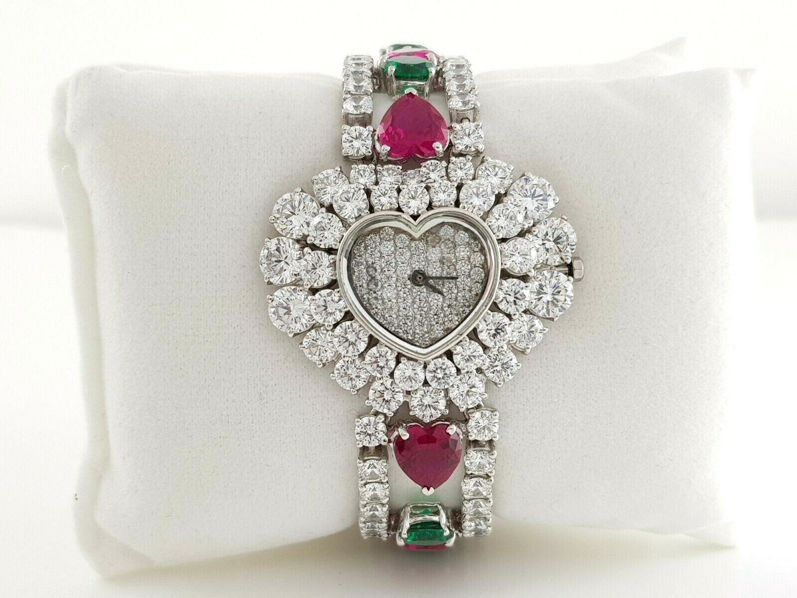 Handmade Custom Lab Ruby Bracelet Watch for Women with High Jewel Details-image