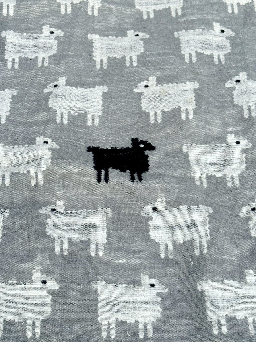 Vintage Biederlack Throw Blanket Black Sheep Soft Acrylic 58