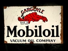 VINTAGE ORIGINAL PORCELAIN ENAMEL SIGN MOBIL OIL GARGOYLE VACUUM OIL COMPANY