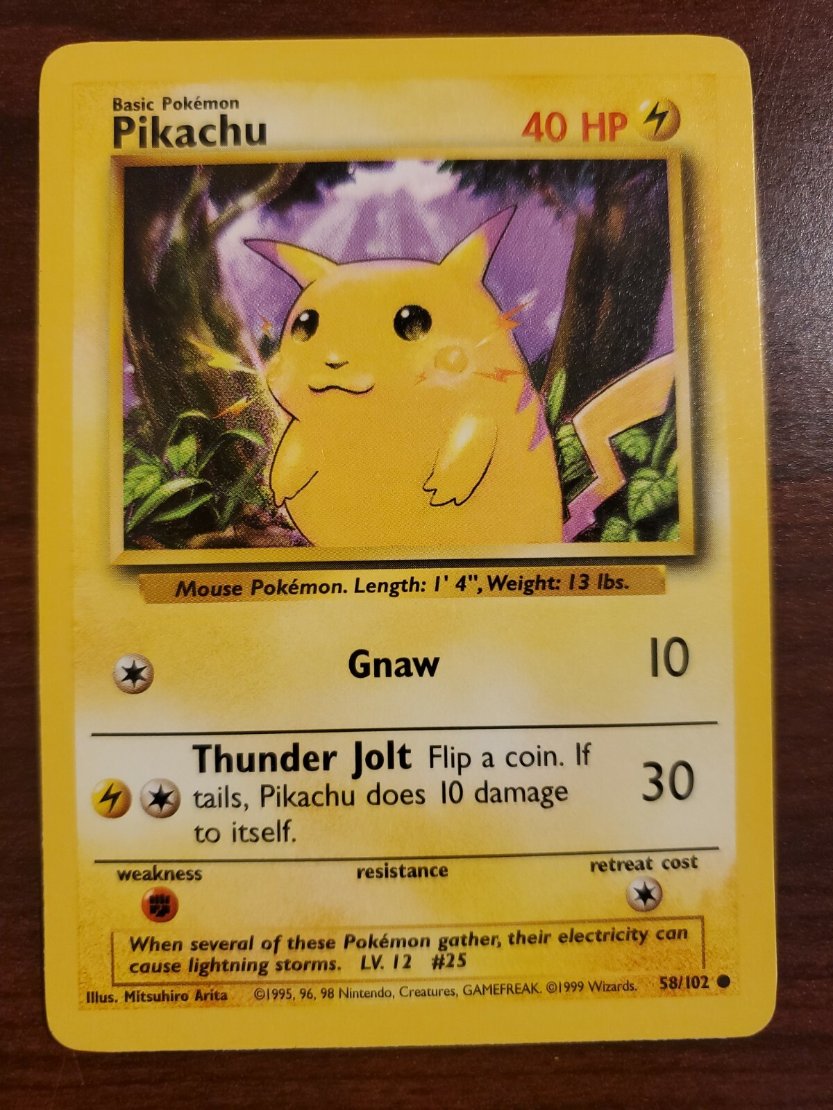 Pokemon TCG - 1999 Base Set: 58/102 Pikachu Unlimited Near Mint + Free Shipping