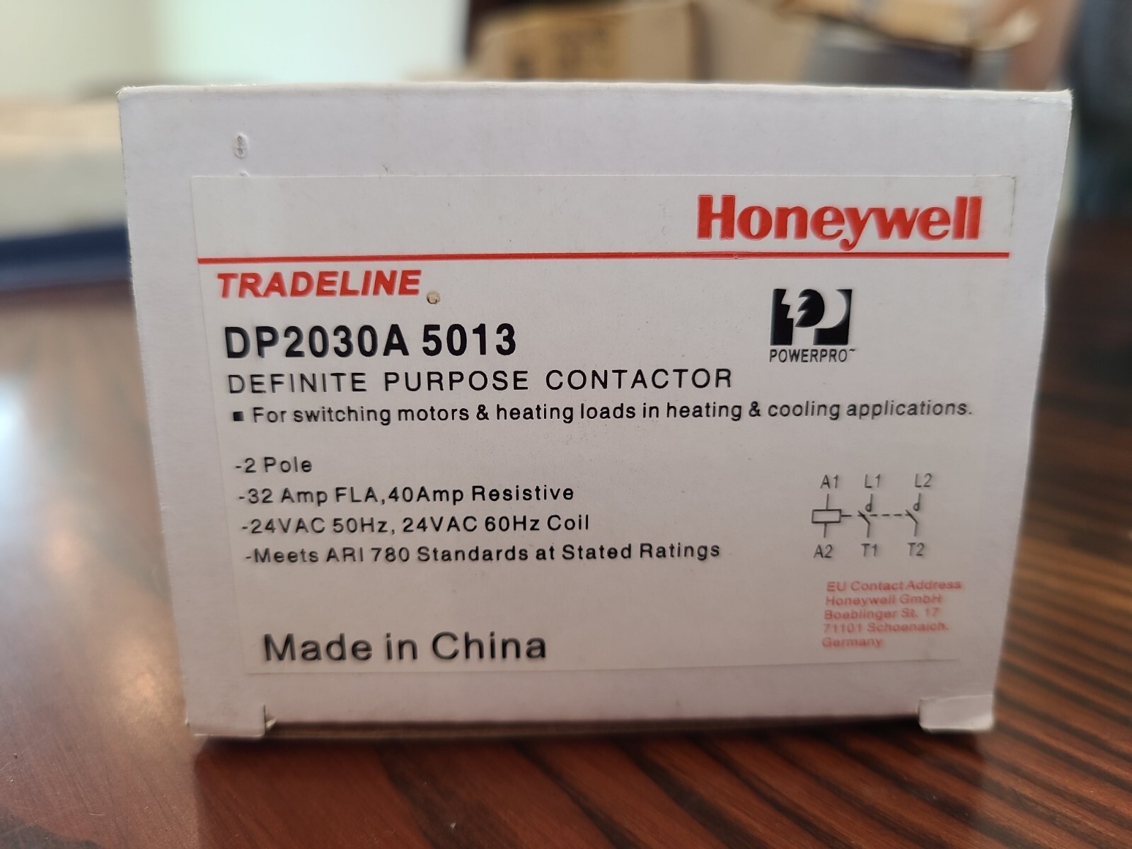 Honeywell Definite Purpose Contactor 2P, 32Amp, 24Vac, DP203A 5013